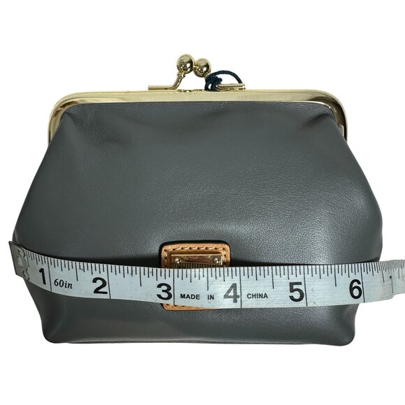 Dooney Bourke Kiss Lock Large Frame WEXFORD Leather Coin Purse Elephant Gray NEW - Picture 6 of 7